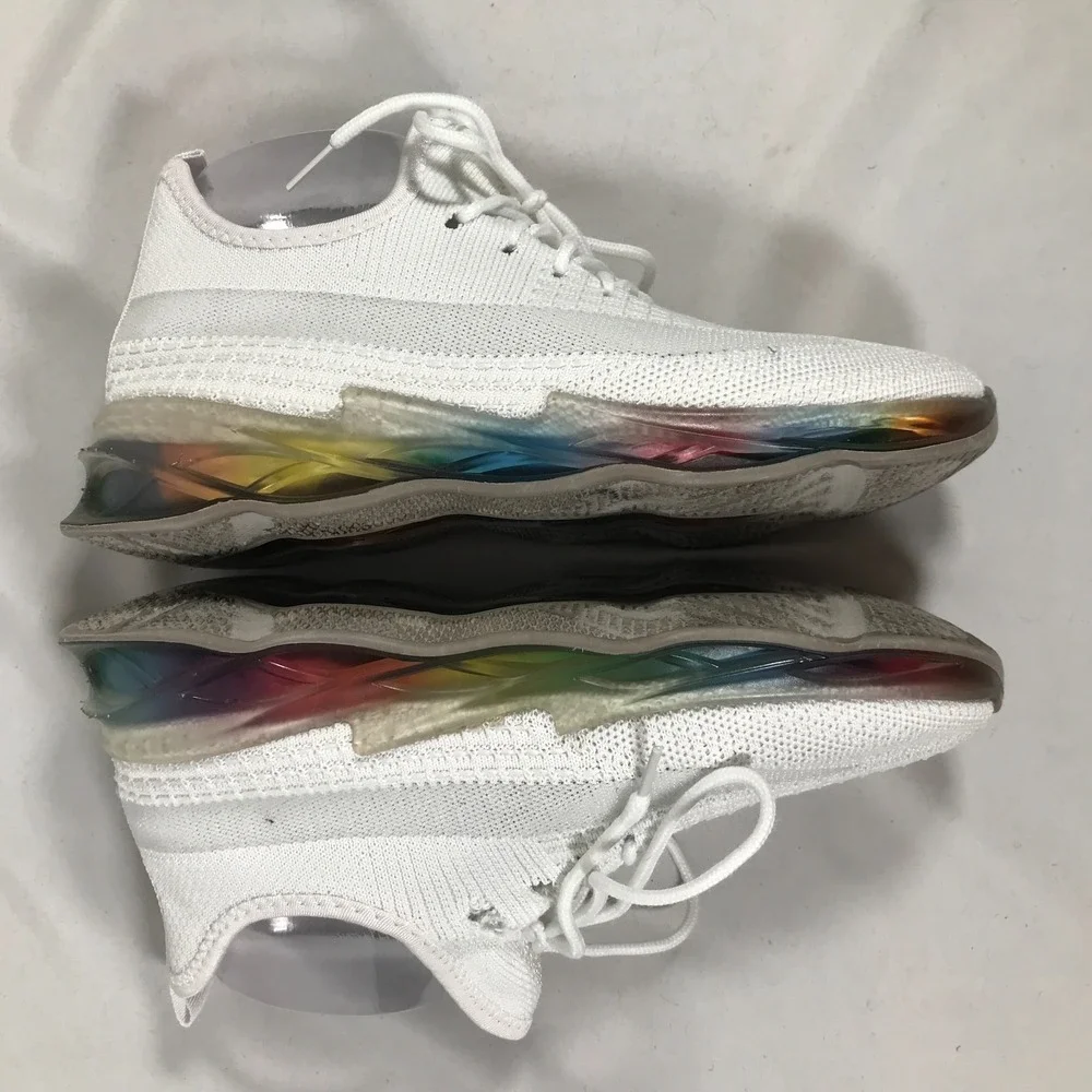 Wanted Dash White Sneaker Shoe Rainbow Sole Womens US 7.5 See Pics